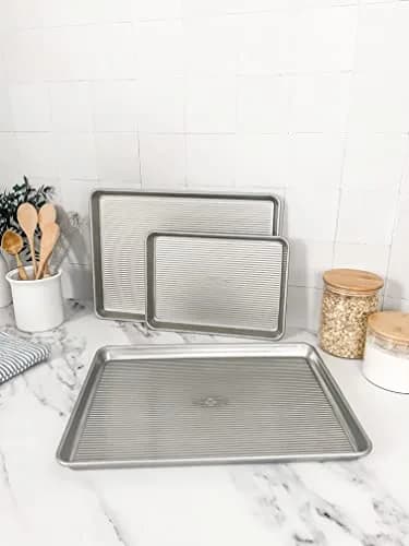 USA Pan Nonstick Half Sheet Pan and Quarter Sheet Pan Set of 2 | Aluminized Steel Baking Sheets thumbnail 4
