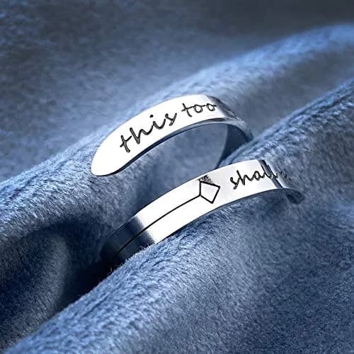 Vrycot This Too Shall Pass Adjustable Stainless Steel Inspirational Band Ring | 1.85 cm (0.73 in) thumbnail 3