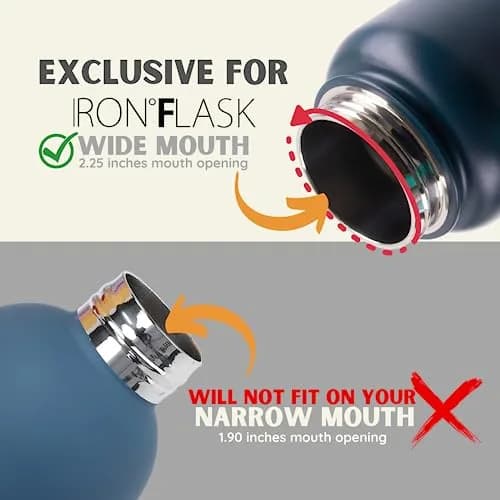IRON °FLASK Spout Lid for Wide Mouth Water Bottles, 2 Pack | BPA-Free & Leakproof Chug Style thumbnail 3