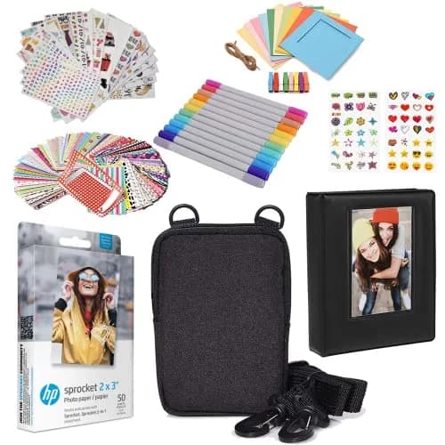 HP 2x3 Premium Zink Photo Paper (50 Pack) with Album, Case & Stickers | Fade-Resistant, Acid-Free Paper for Students thumbnail 1