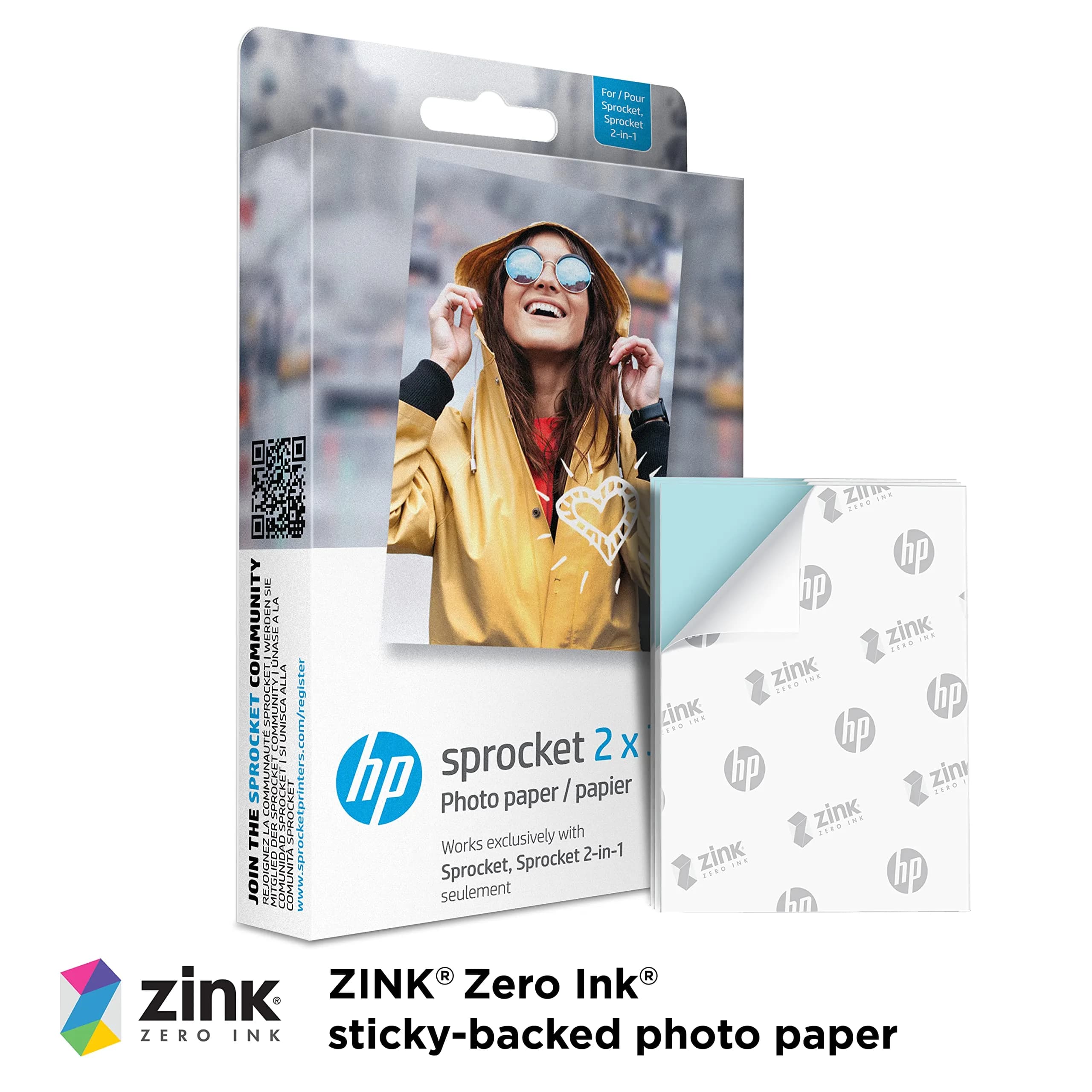 HP 2x3 Premium Zink Photo Paper (50 Pack) with Album, Case & Stickers | Fade-Resistant, Acid-Free Paper for Students - view 2