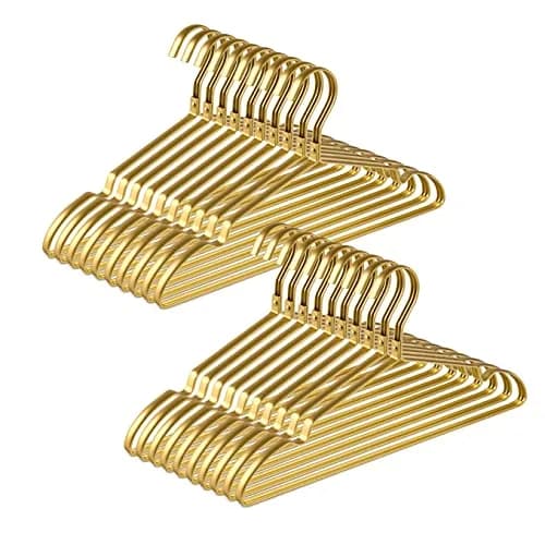 Amber Home Matte Gold Aluminum Coat Hangers 20 Pack, 41.9 cm (16.5”) Extra Smooth & Durable Metal Shirt Dress Hanger, Light & Sturdy Rack for Jacket Trouser Pant Slack thumbnail 1