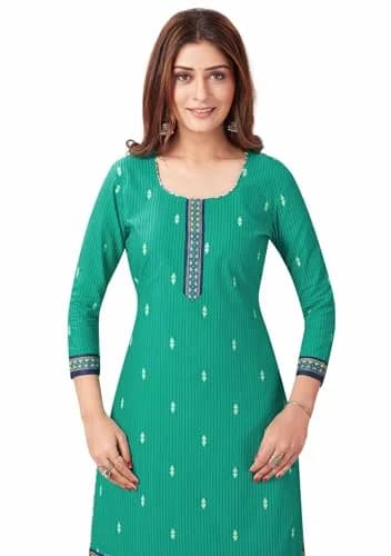 Miraan Women's Cotton Printed Readymade Salwar Suit Set - Large Green | Stitched 3-Piece Ethnic Wear thumbnail 4