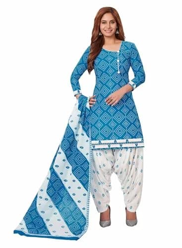 Miraan Women's Cotton Printed Readymade Salwar Suit XX-Large Blue | Stylish & Durable thumbnail 1