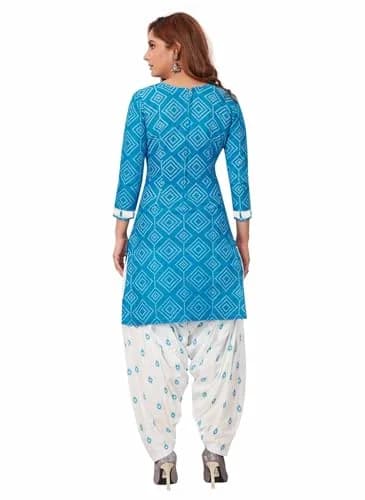 Miraan Women's Cotton Printed Salwar Suit Large Blue | Stylish & Durable thumbnail 2