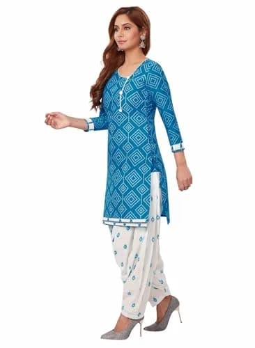 Miraan Women's Cotton Printed Salwar Suit Large Blue | Stylish & Durable thumbnail 3