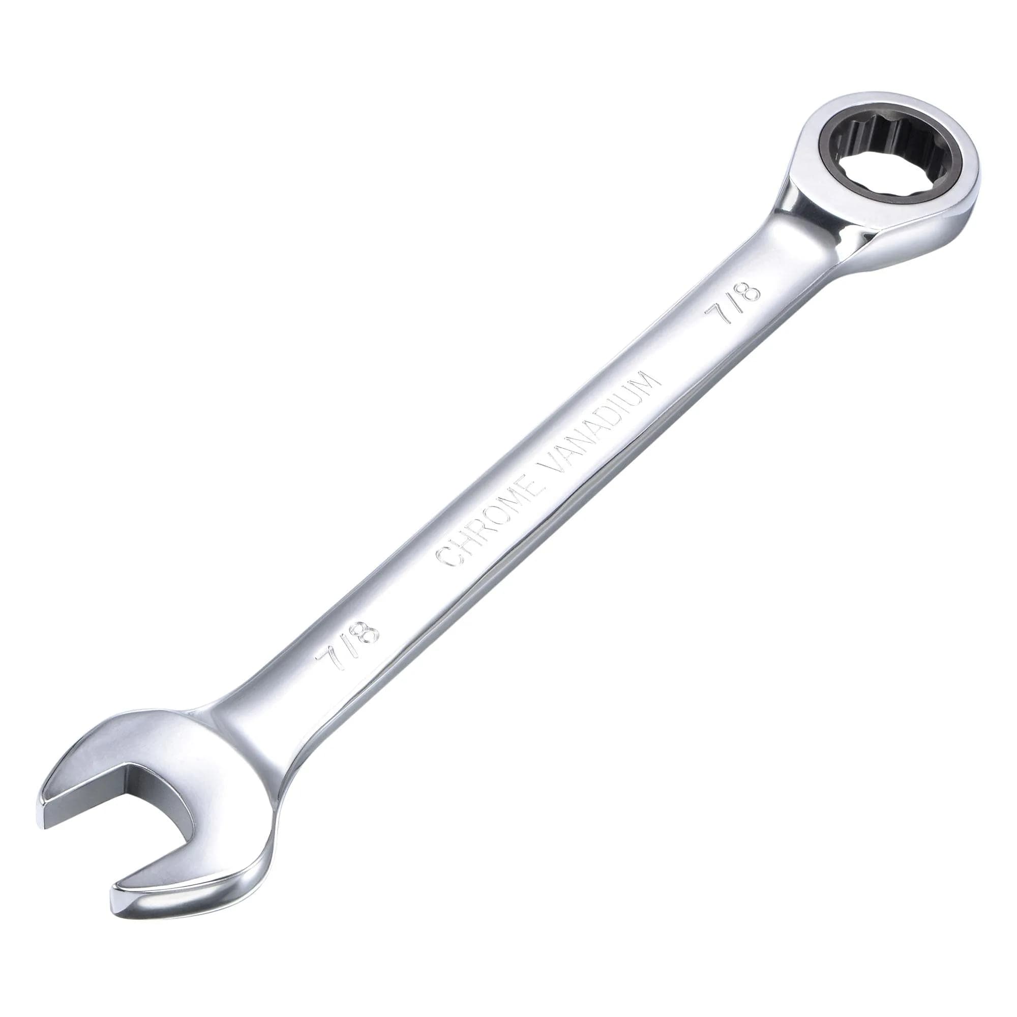 uxcell 9/32 Inch Ratcheting Combination Wrench 5.28 inch Length | 72 Teeth 12 Point Box Ended Spanner Tool — 7/8"