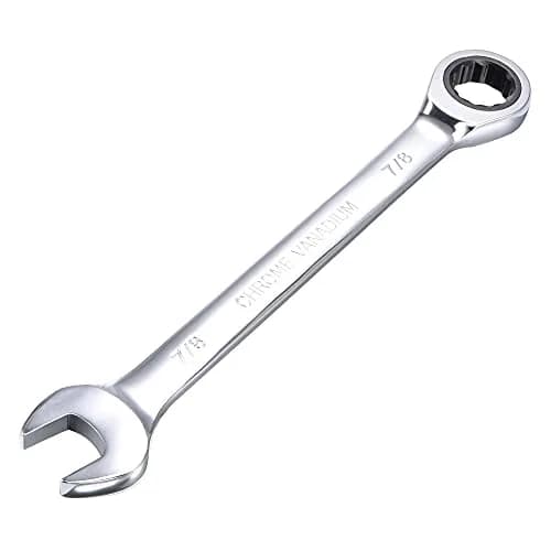 uxcell 7/8 Inch Ratcheting Combination Wrench SAE 11.42-inch Length | Heavy Duty Chrome Vanadium Steel thumbnail 1