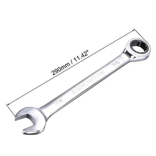 uxcell 7/8 Inch Ratcheting Combination Wrench SAE 11.42-inch Length | Heavy Duty Chrome Vanadium Steel thumbnail 2