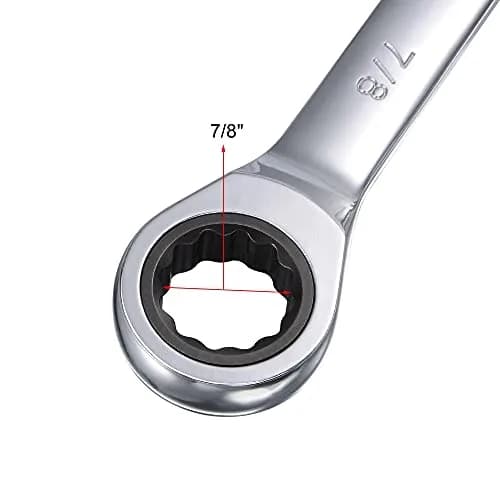 uxcell 7/8 Inch Ratcheting Combination Wrench SAE 11.42-inch Length | Heavy Duty Chrome Vanadium Steel thumbnail 3