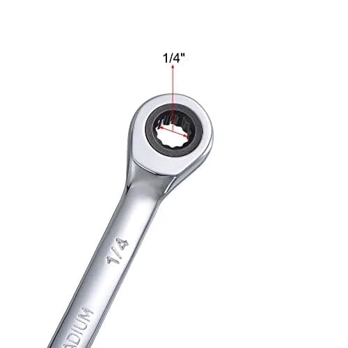 uxcell 1/4 Inch Ratcheting Combination Wrench SAE 72 Teeth 12 Point | Durable Chrome Vanadium Steel, Narrow Space 5° Ratchet thumbnail 3