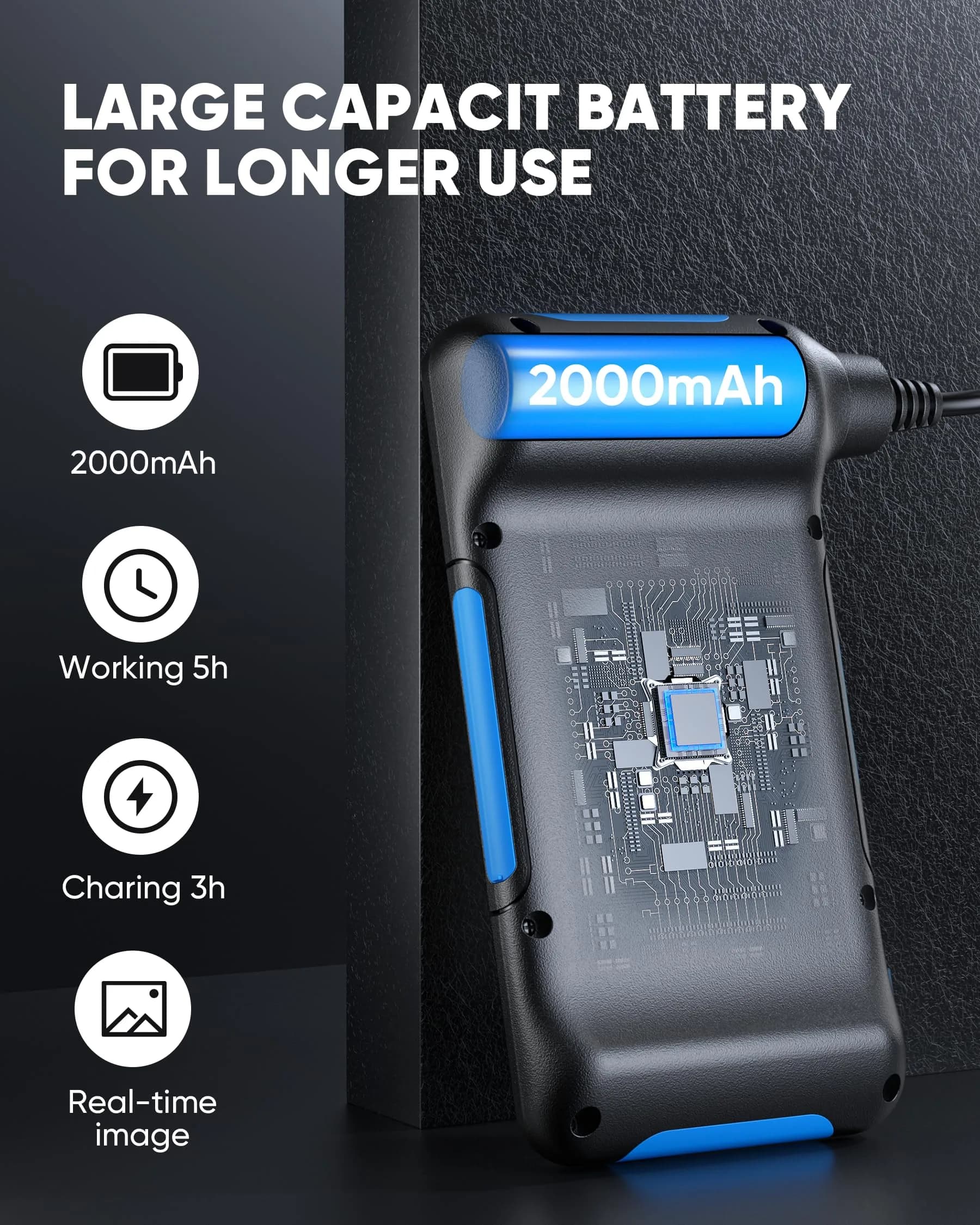 T TAKMLY Industrial Endoscope Borescope Inspection Camera with Dual Lens 1080P HD Display, 16.5ft Semi-Rigid Cable - view 4