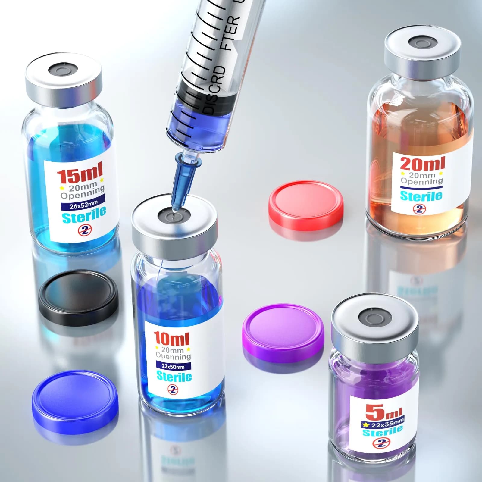 Ks-Tek Sterile Empty Vials with Self-Healing Injection Port 5ml (0.169 Fl Oz) | Pack of 10, Purple - view 5