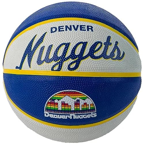 WILSON Mini NBA Team Retro Basketball - Denver Nuggets | Outdoor Grip & Nostalgic Design thumbnail 1