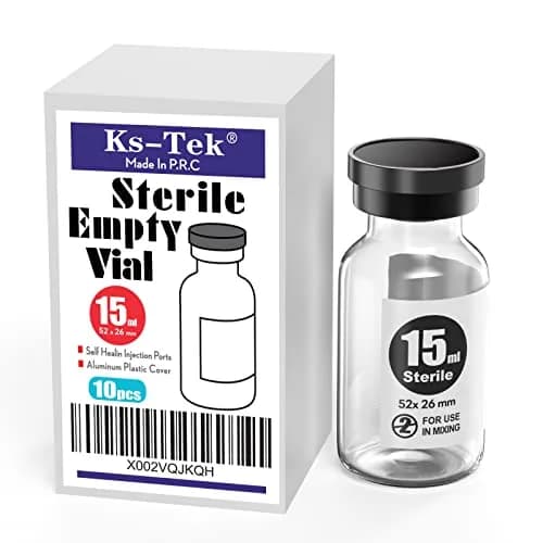 Ks-Tek Sterile Glass Sample Vials with Injection Port 15ml (0.507 Fl Oz) | Pack of 10, Steam Sterilized thumbnail 1