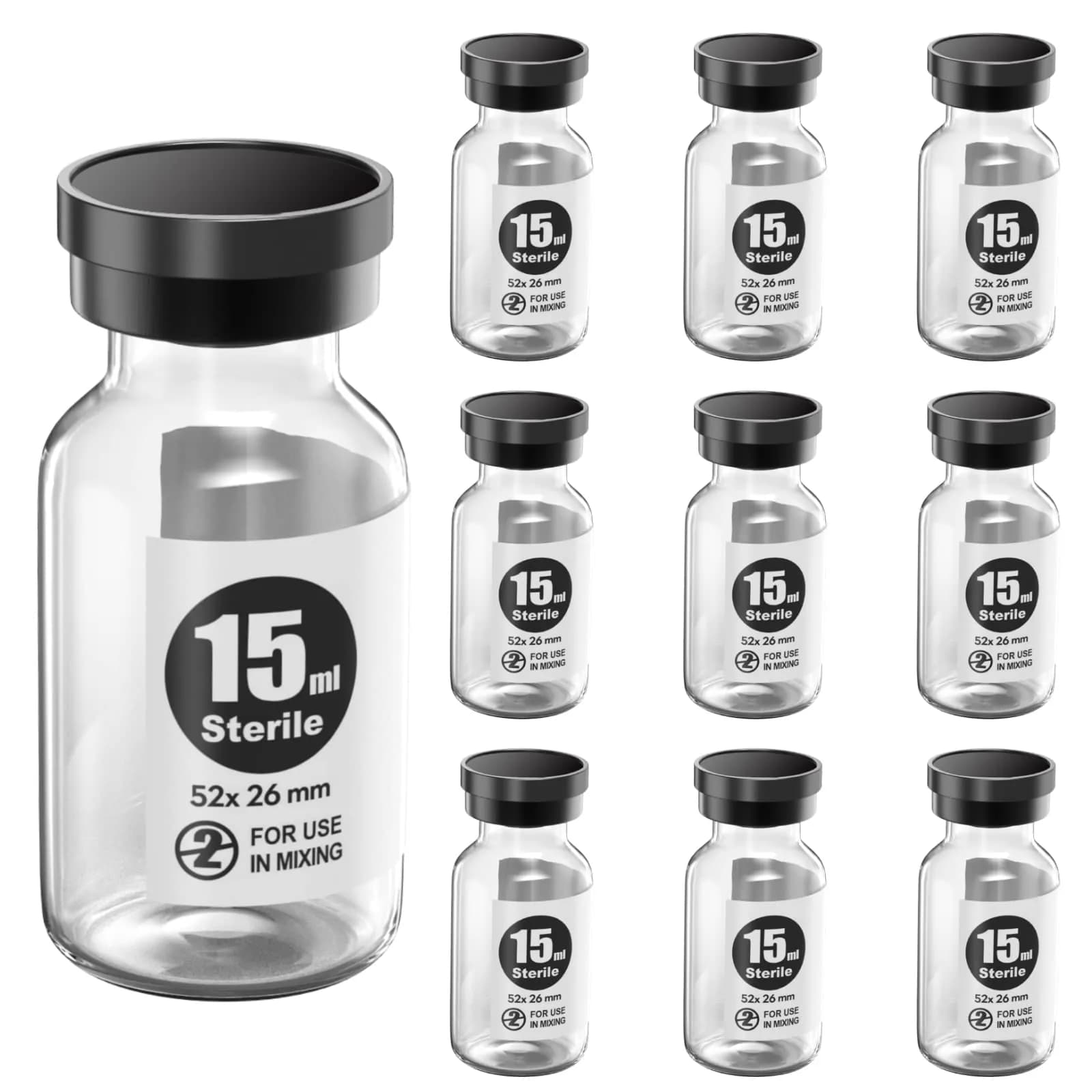 Ks-Tek Sterile Glass Sample Vials with Injection Port 15ml (0.507 Fl Oz) | Pack of 10, Steam Sterilized - view 4