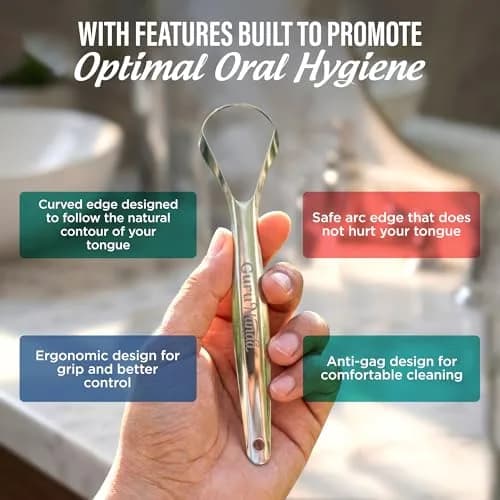 GuruNanda Stainless Steel Tongue Scraper (Pack of 2) | Fight Bad Breath & Improve Taste thumbnail 4