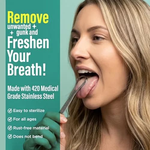 GuruNanda Stainless Steel Tongue Scraper (Pack of 2) | Fight Bad Breath & Improve Taste thumbnail 2