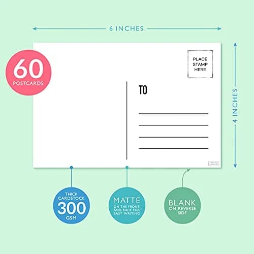 Sweetzer & Orange Blank Postcards for Mailing 4x6 Inches (10.16 x 15.24 cm) | 60-Count White Cardstock for Printable Greeting Cards thumbnail 2
