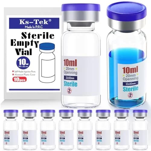 Ks-Tek Sterile Empty Vials with Self-Healing Injection Port 10ml (0.338 Fl Oz) | Pack of 10 thumbnail 1