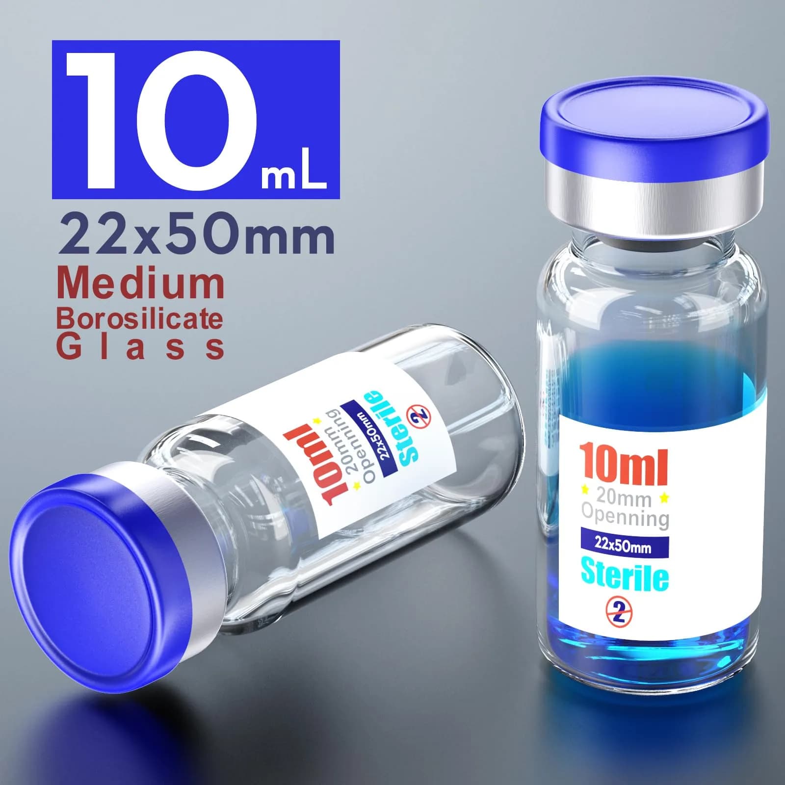Ks-Tek Sterile Empty Vials with Self-Healing Injection Port 10ml (0.338 Fl Oz) | Pack of 10 - view 2