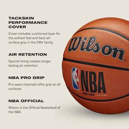 WILSON NBA DRV Series Basketball - DRV Pro, Brown, Size 7 (29.5") | Official NBA Branding & Outdoor Durability thumbnail 4