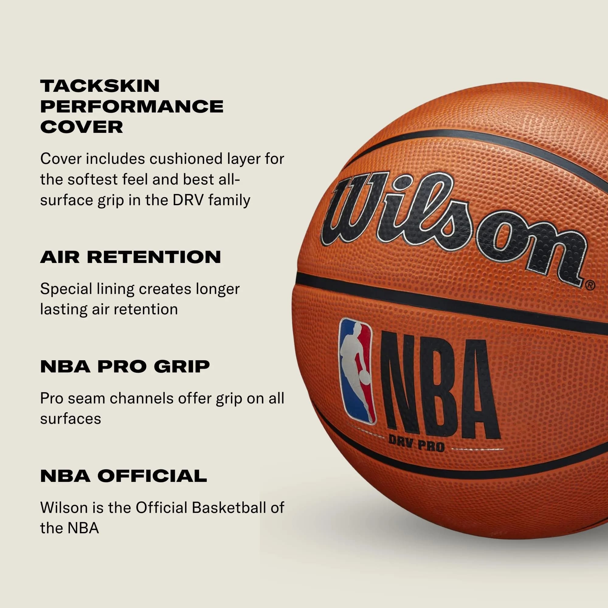 WILSON NBA DRV Series Basketball - DRV Pro, Brown, Size 7 (29.5") | Official NBA Branding & Outdoor Durability - view 4