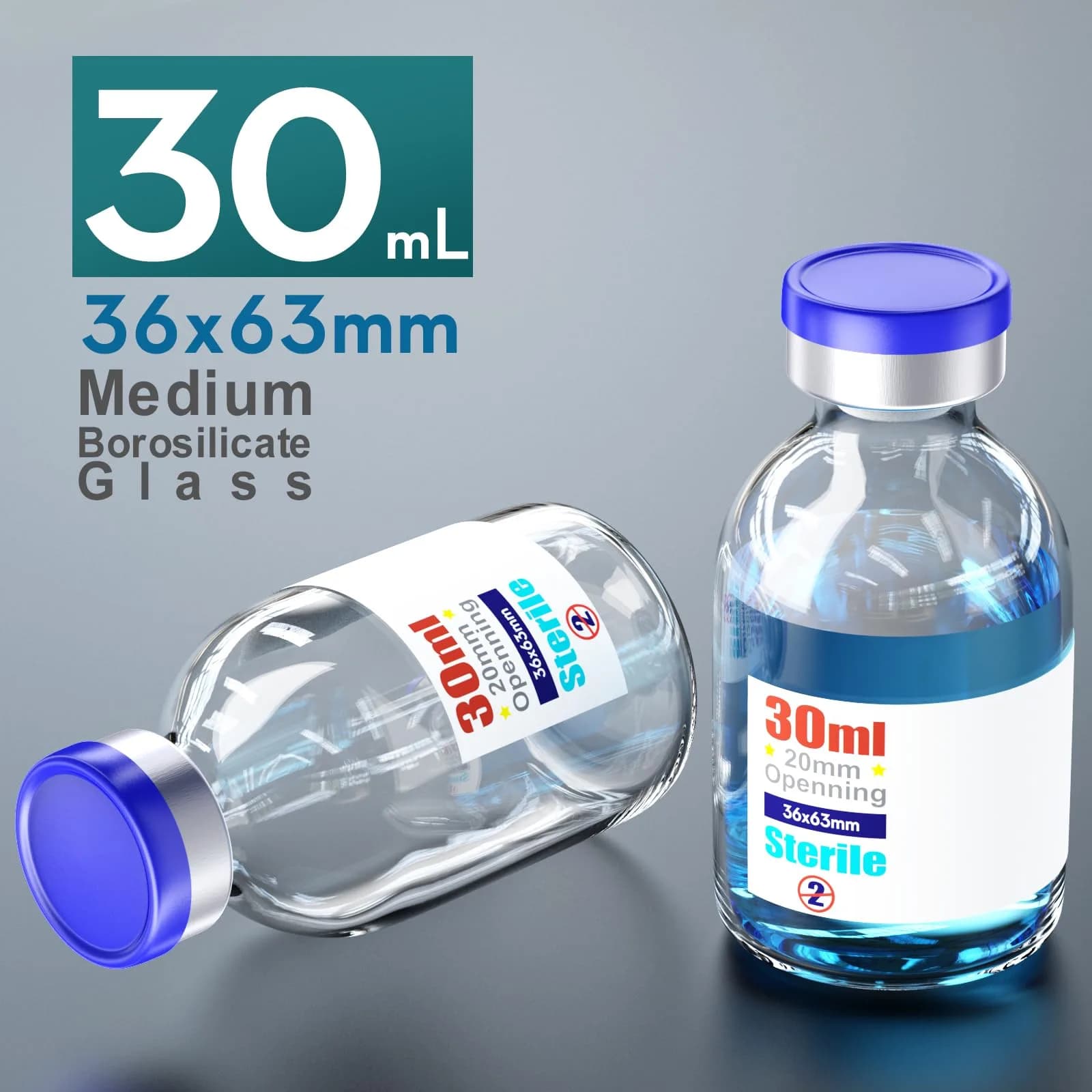 Ks-Tek Sterile Empty Vials with Self Healing Injection Port 30ml (10-Pack) | Lab Sample Vials for India - view 2