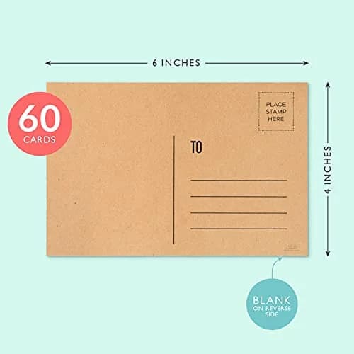 Sweetzer & Orange Kraft Blank Postcards 10.16cm x 15.24cm (4"x6") | 60-Count Pack for Mailing & Notes thumbnail 2