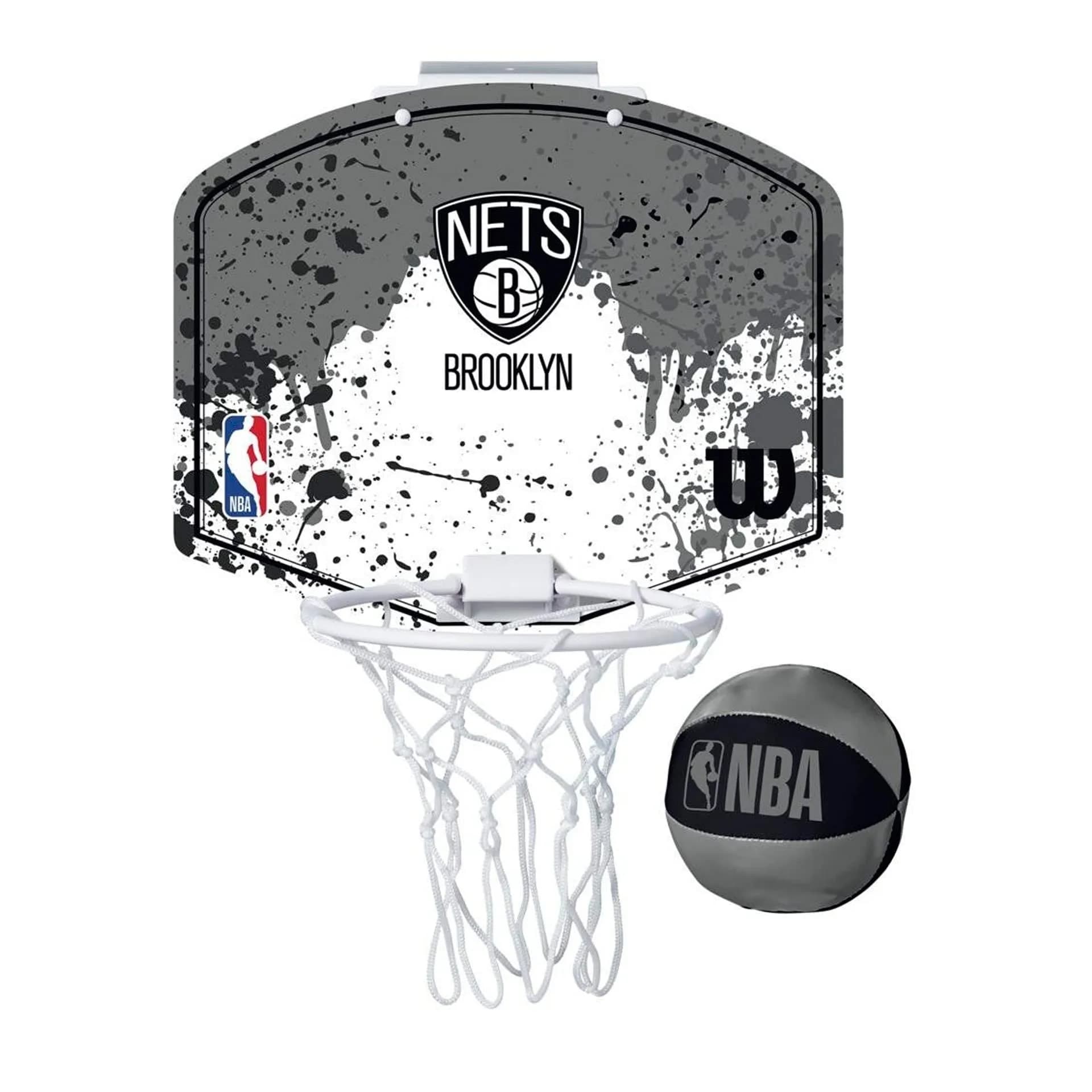 WILSON NBA Team Mini Basketball Hoop - Brooklyn Nets | Door Mount, Official NBA Decal, Heavy Duty (50 x 50 x 202.34 cm) — black