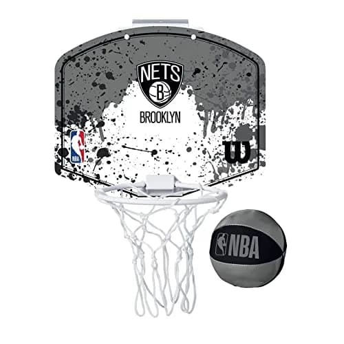 WILSON NBA Team Mini Basketball Hoop - Brooklyn Nets | Door Mount, Official NBA Decal, Heavy Duty (50 x 50 x 202.34 cm) thumbnail 1