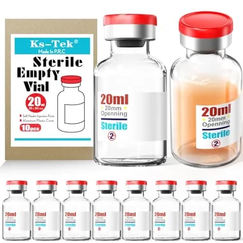 Ks-Tek Sterile Glass Sample Vials 20ml (0.676 Fl Oz) with Injection Port & Flip-Off Cap | Pack of 10 thumbnail 1