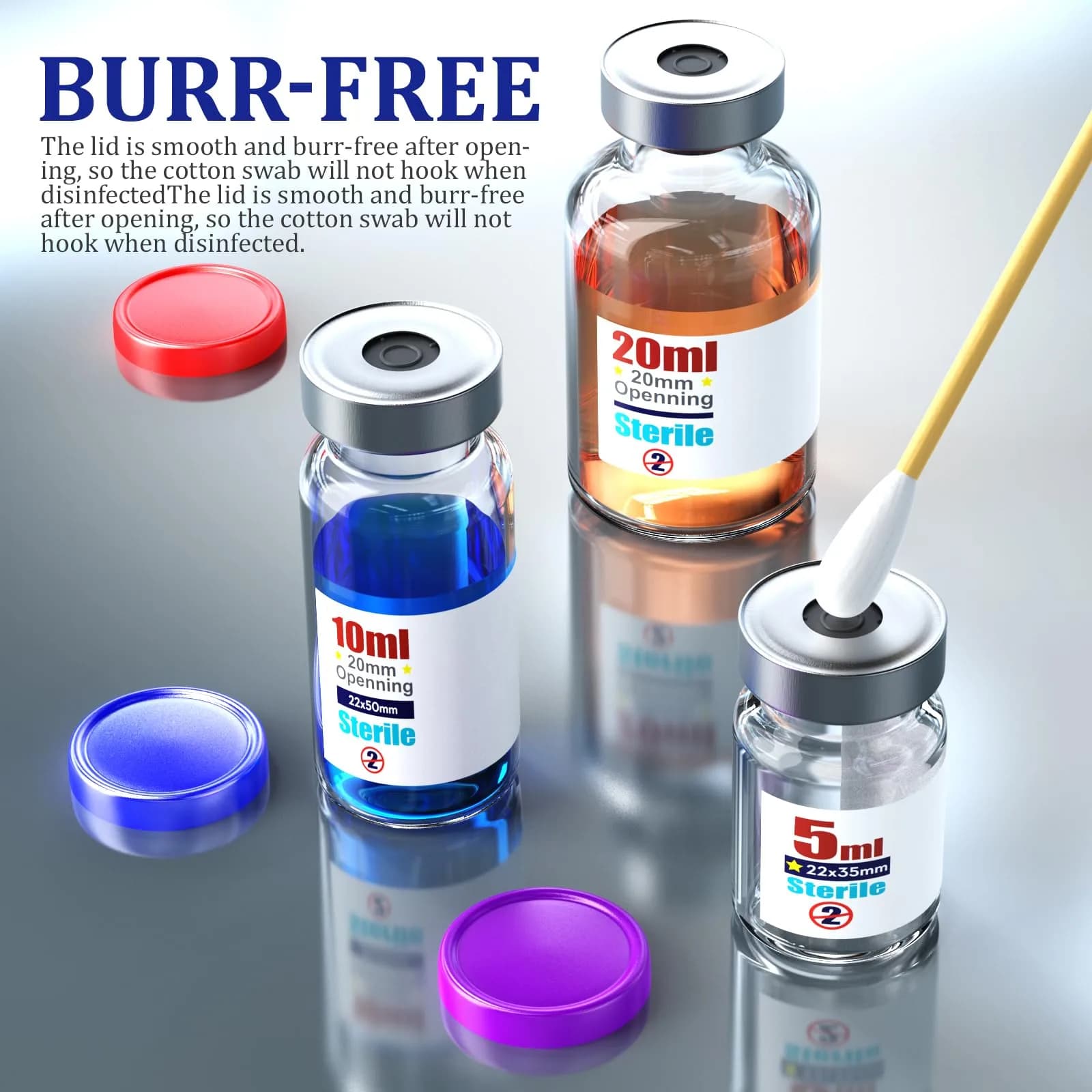 Ks-Tek Sterile Glass Sample Vials 20ml (0.676 Fl Oz) with Injection Port & Flip-Off Cap | Pack of 10 - view 4