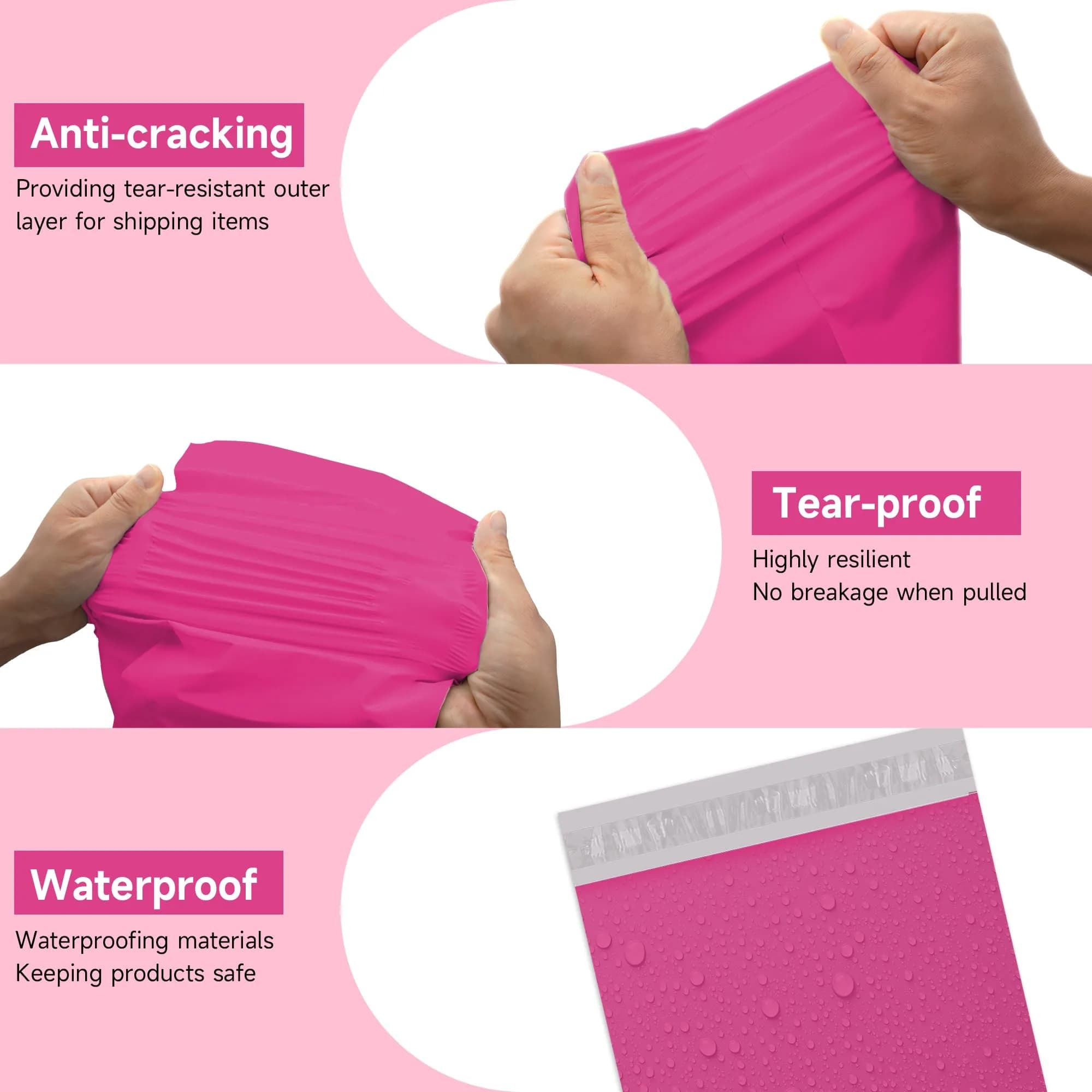 KKBESTPACK Pink Poly Mailers 10x13 Inch (1000 Pcs) | Waterproof Shipping Bags for Clothing - view 2
