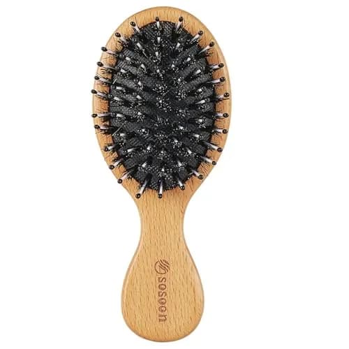 Sosoon Pocket Mini Travel Boar Bristle Hairbrush | Detangles, Smooths, Adds Shine thumbnail 1