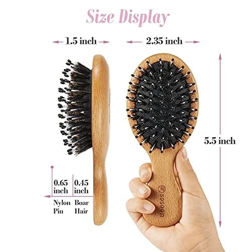 Sosoon Pocket Mini Travel Boar Bristle Hairbrush | Detangles, Smooths, Adds Shine thumbnail 7