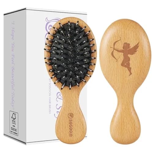 Sosoon Pocket Mini Travel Boar Bristle Hairbrush | Detangles, Smooths, Adds Shine thumbnail 8