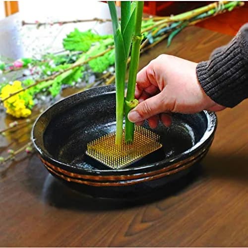 KAKURI Kenzan Flower Frog Black Large Square 3.8" | Japanese Ikebana Flower Arrangement Supplies thumbnail 4