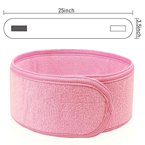 Denfany Soft Terry Cloth Spa Headband | Adjustable for Face Washing & Yoga (3-Pack, White+Black+Pink) thumbnail 4