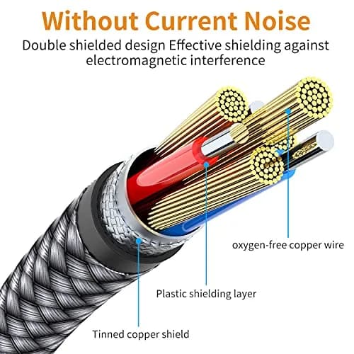 MCSPER 2 Pack 6.6ft (2M) Right Angle Aux Cable | Nylon Braided 3.5mm Stereo Audio Cord for Car, Home Stereo, Speakers, Smartphones thumbnail 4