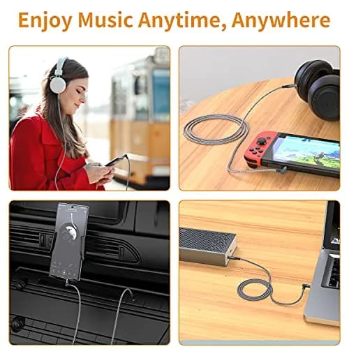 MCSPER 2 Pack 6.6ft (2M) Right Angle Aux Cable | Nylon Braided 3.5mm Stereo Audio Cord for Car, Home Stereo, Speakers, Smartphones thumbnail 7