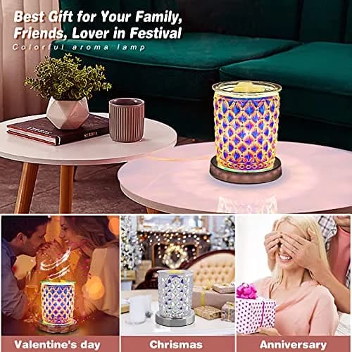 Osalms Pink 3D Crystal Electric Wax Melt Warmer with Dimmable Light, 50W | Melts Wax & Essential Oils for Home Fragrance thumbnail 7
