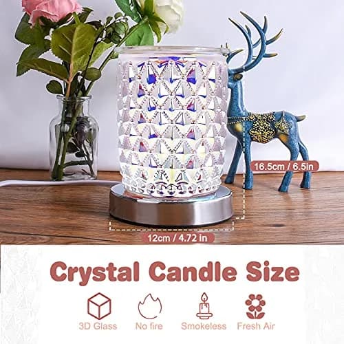 Osalms Pink 3D Crystal Electric Wax Melt Warmer with Dimmable Light, 50W | Melts Wax & Essential Oils for Home Fragrance thumbnail 2