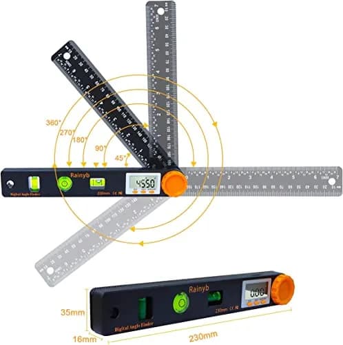 Rainyb Digital Angle Finder Tool 7inch (177.8mm) with Dual Scales | Accurate Angle & Length Measurement for Carpenters thumbnail 4