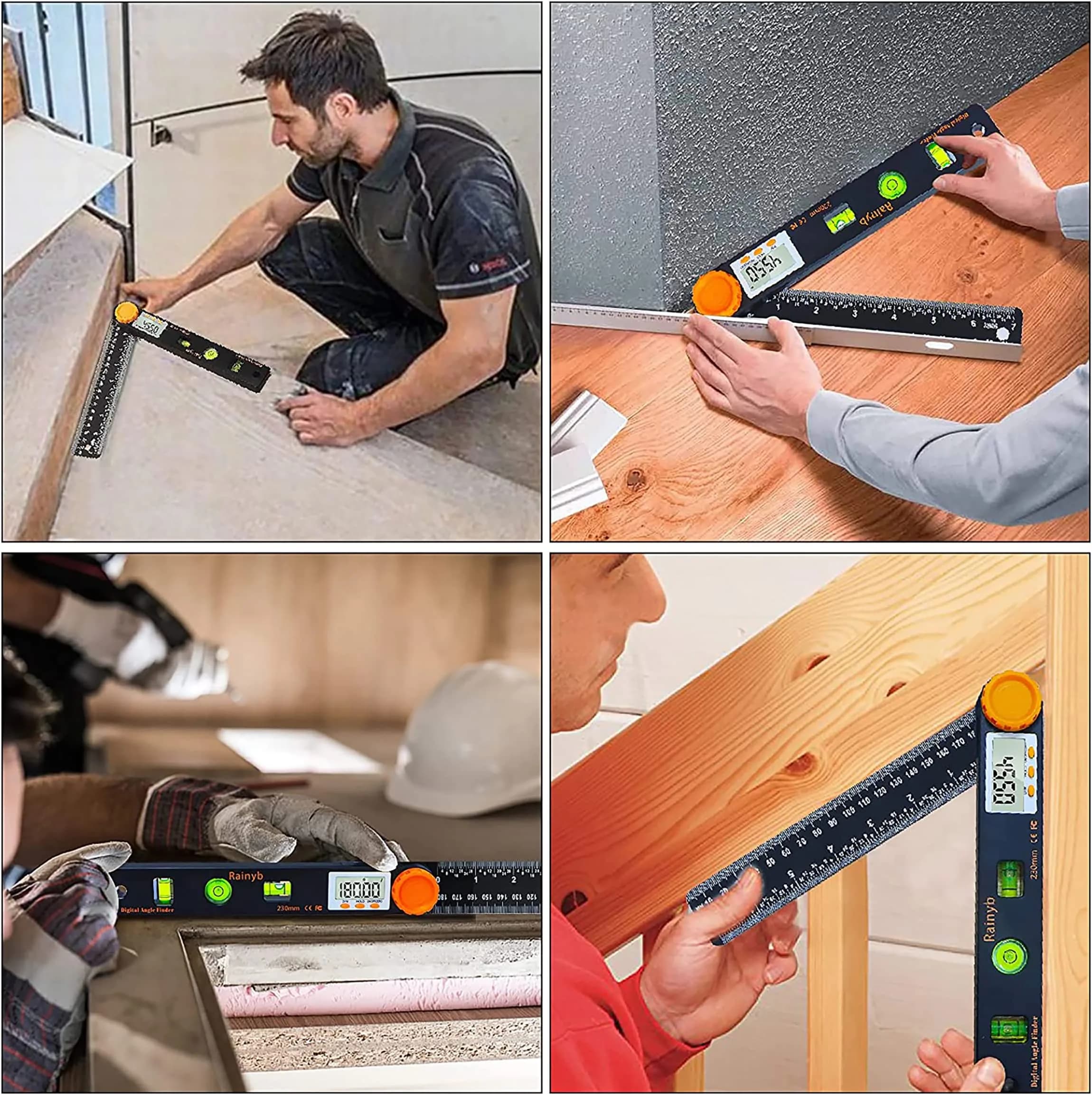 Rainyb Digital Angle Finder Tool 7inch (177.8mm) with Dual Scales | Accurate Angle & Length Measurement for Carpenters - view 7