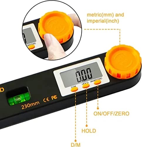 Rainyb Digital Angle Finder Tool 7inch (177.8mm) with Dual Scales | Accurate Angle & Length Measurement for Carpenters thumbnail 3