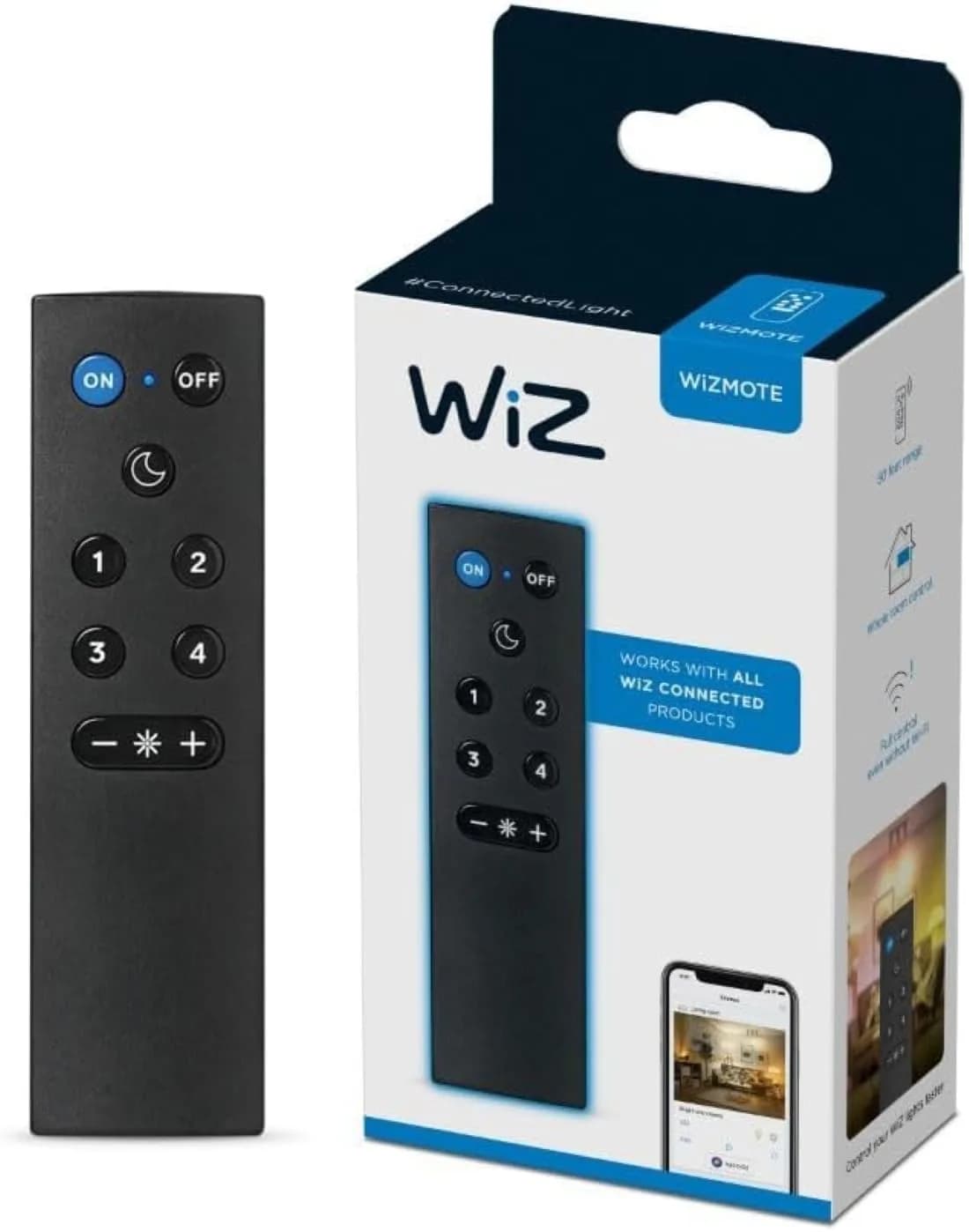 WiZ Connected Remote Light Switch, Black, 1 Pack | Smart Dimming & Control - main product image