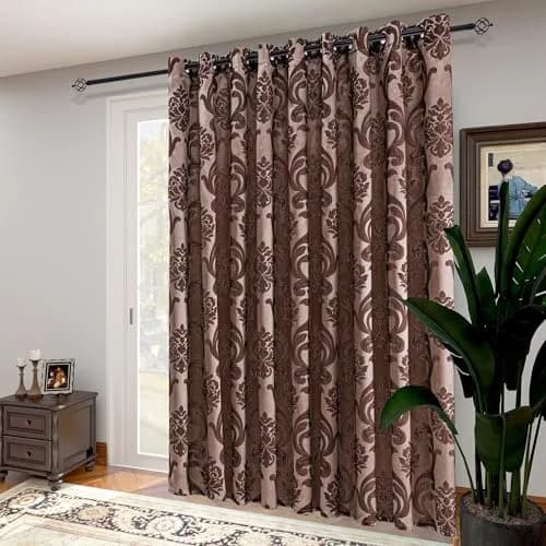 NAPEARL Sliding Door Curtains 120"W x 96"L | Damask Extra Wide Grommet Drapes for Living Room & Bedroom thumbnail 1
