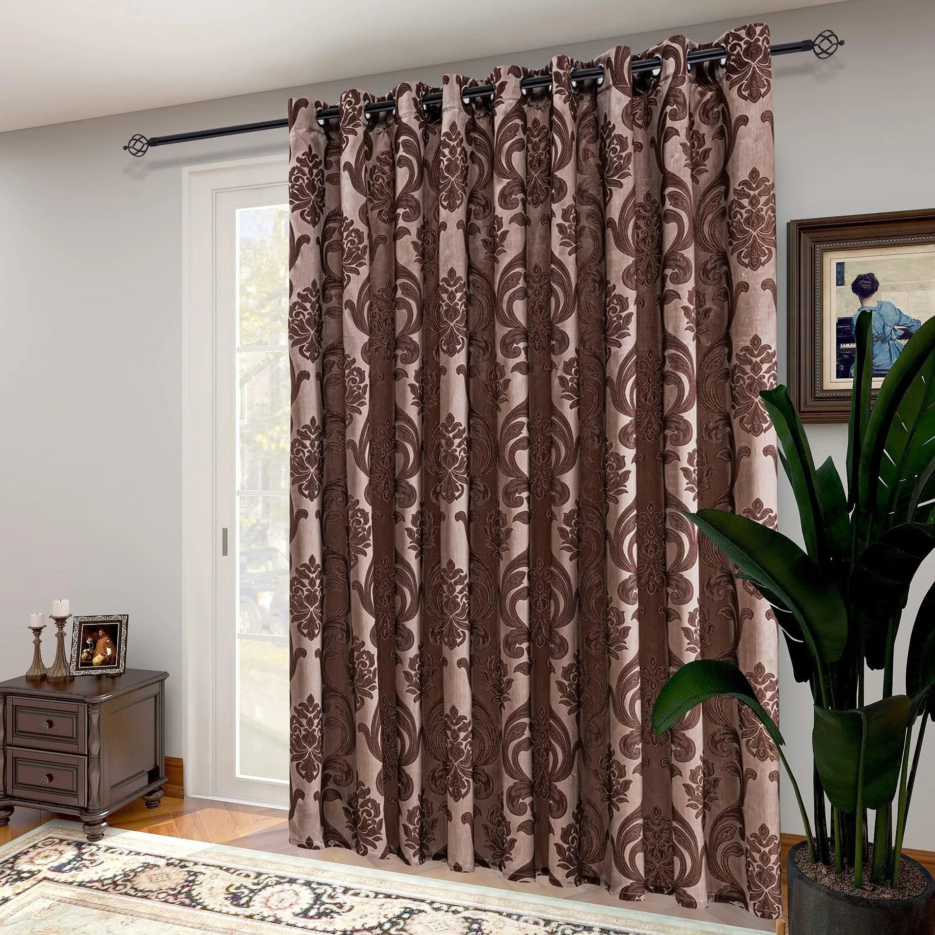 NAPEARL Sliding Door Curtains 120"W x 96"L | Damask Extra Wide Grommet Drapes for Living Room & Bedroom