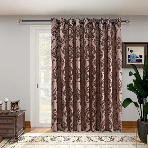 NAPEARL Sliding Door Curtains 120"W x 96"L | Damask Extra Wide Grommet Drapes for Living Room & Bedroom thumbnail 2